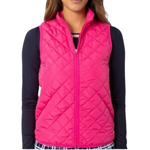 3 for $20 TIME AND TRU Quilted Puffer Vest Sleeveless Pockets Zipper Hot Pink S